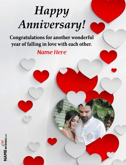 Love Heart Anniversary Wish With Name And Photo