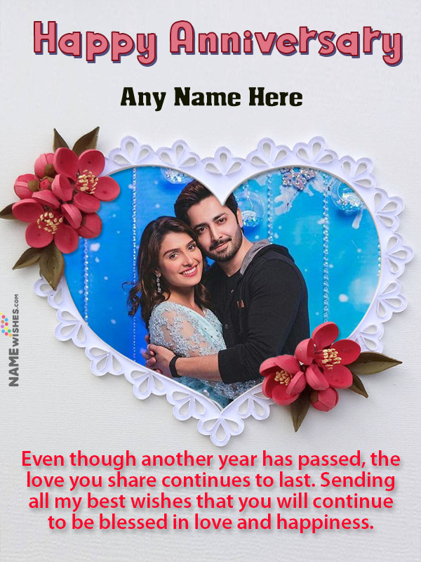 Love Heart Wedding Anniversary Wish With Name and Photo