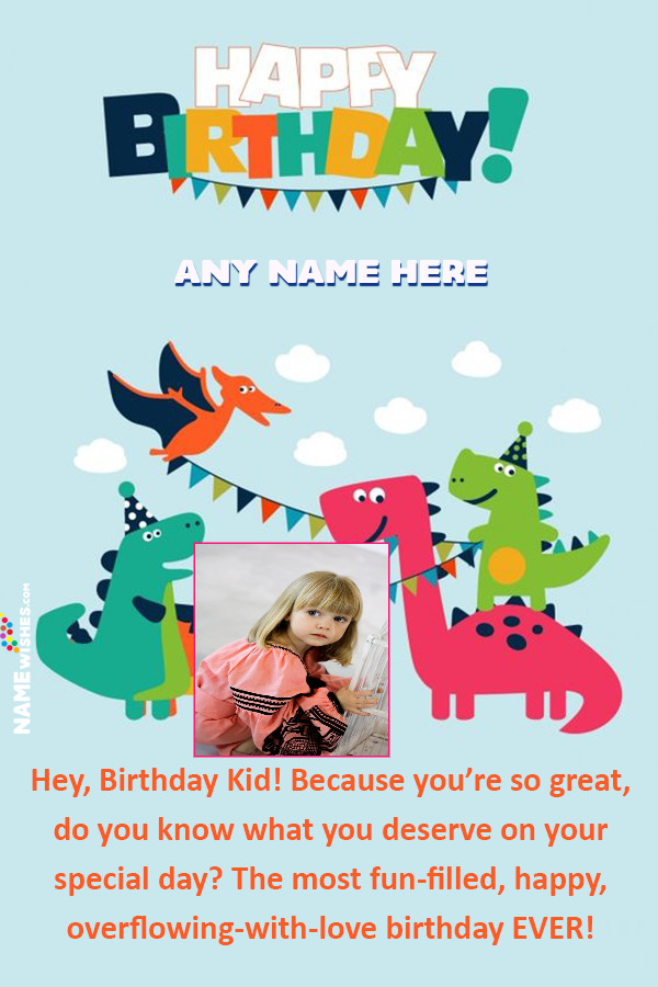 Dinosaur Themed Birthday Wish For Babies With Name