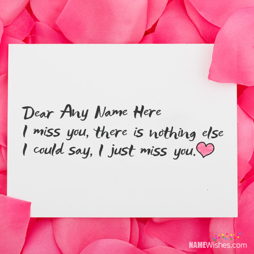 Lovely Miss You Card With Name Editing Option