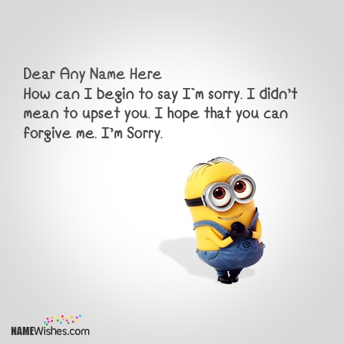 Minion Sorry Images With Name Editing Option