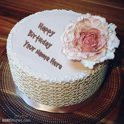 New Flower Birthday Cake With Name