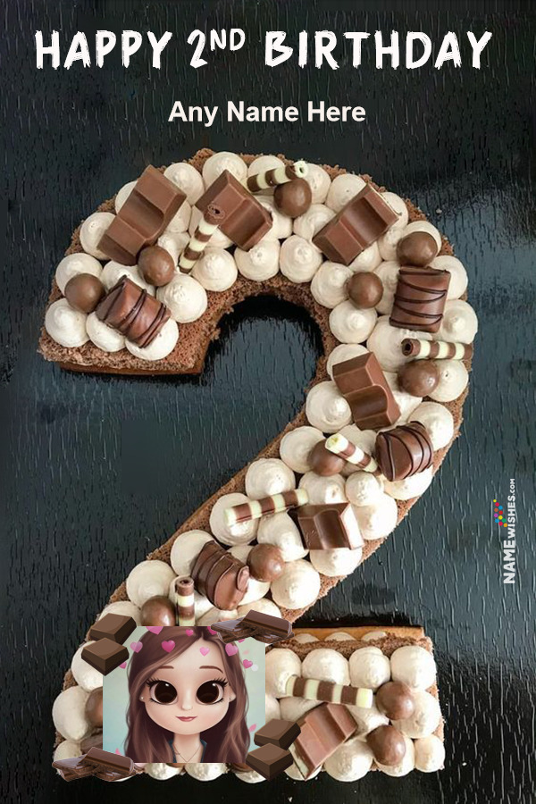 Number 2 Birthday cake Design For Girls Or Boys - Chocolate Cake