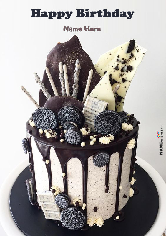 Oreo Chocolate Birthday Cake With Name Edit Online For Friends
