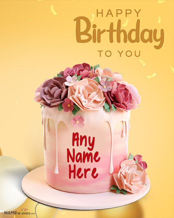 Pink Happy Birthday Cake For Friends Fresh Flower Cake