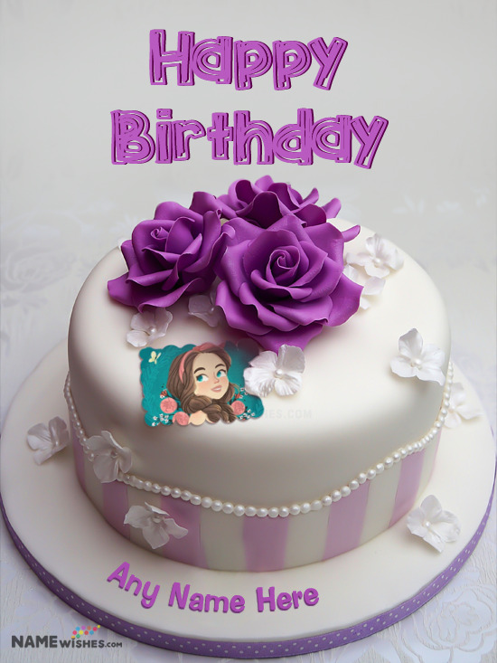 happy birthday cake purple