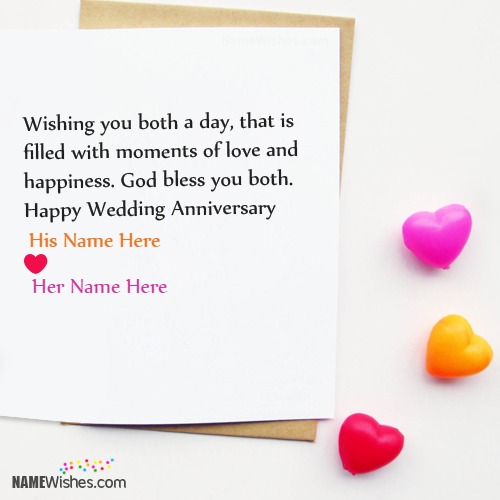 Simple Wedding Anniversary Card With Couple Names