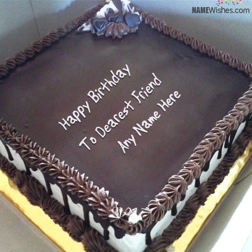 Square Chocolate Birthday Cake With Name