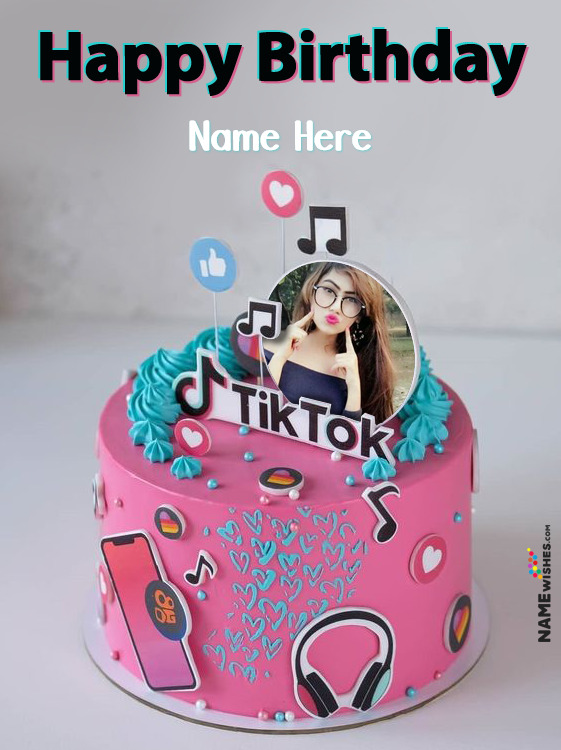 Tik Tok Birthday Cake With Name and Photo For Friends