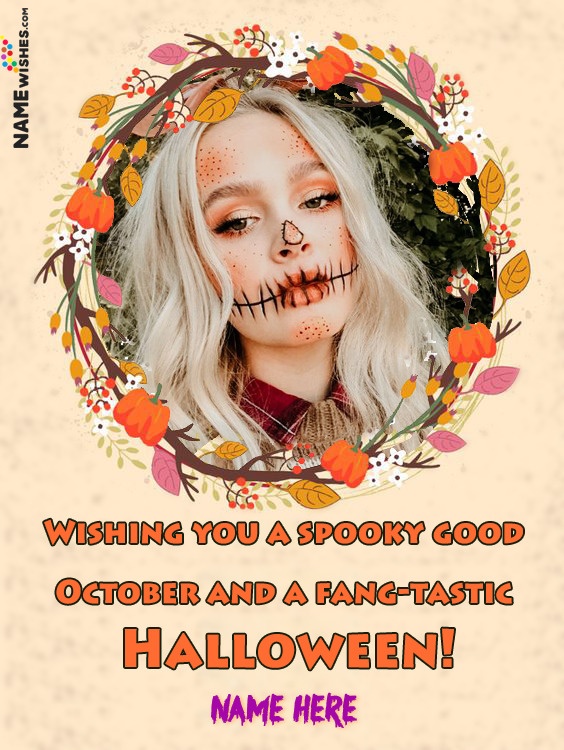 Trick Or Treat Happy Halloween Greetings With Name and Pic