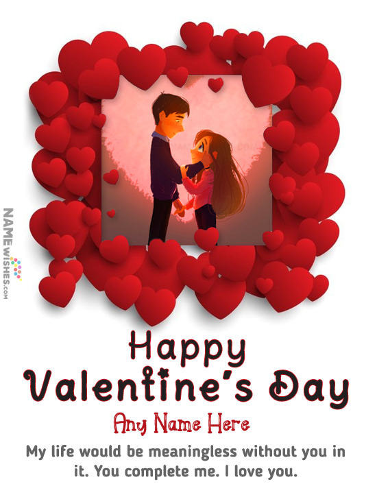 Valentines Day Wish Message With Name and Photo Status