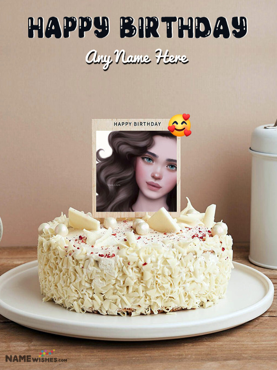 White Chocolate Birthday Cake - Edit With Name and Photo
