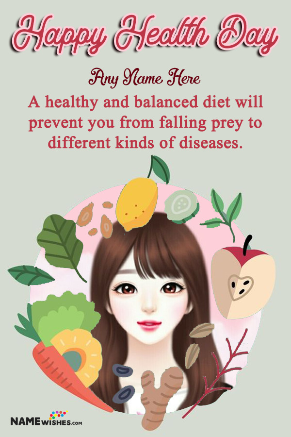 World Health Day Wishes Fruits Photo Frame With Name Edit