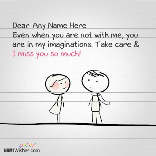 Write Any Name on Miss You Paper Note