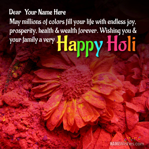 Write Anyones Name on Happy Holi Wishes