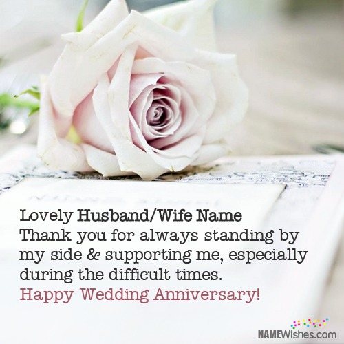 Write Name on Happy Anniversary Wishes