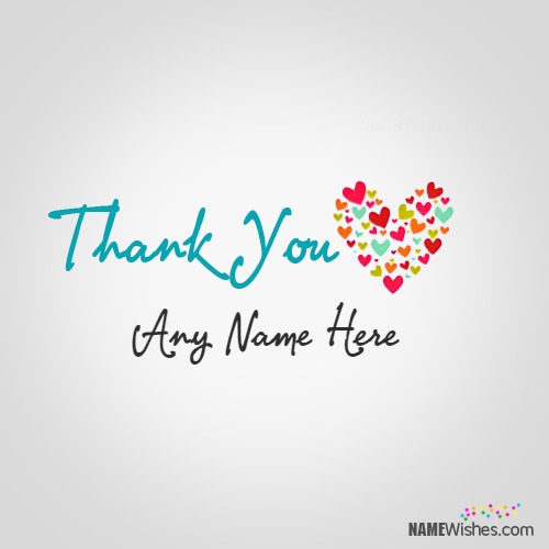 Write Name on Thank You Heart Image