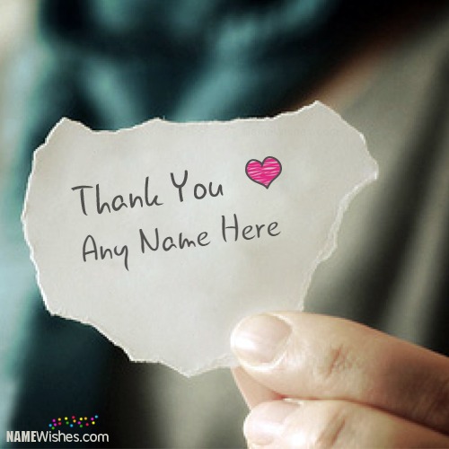 Write Name on Thank You Paper Cute Image