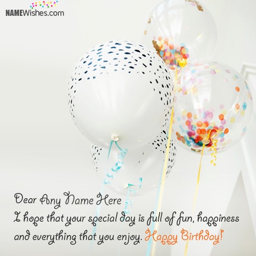 Write Your Name On Birthday Wishes With Balloons