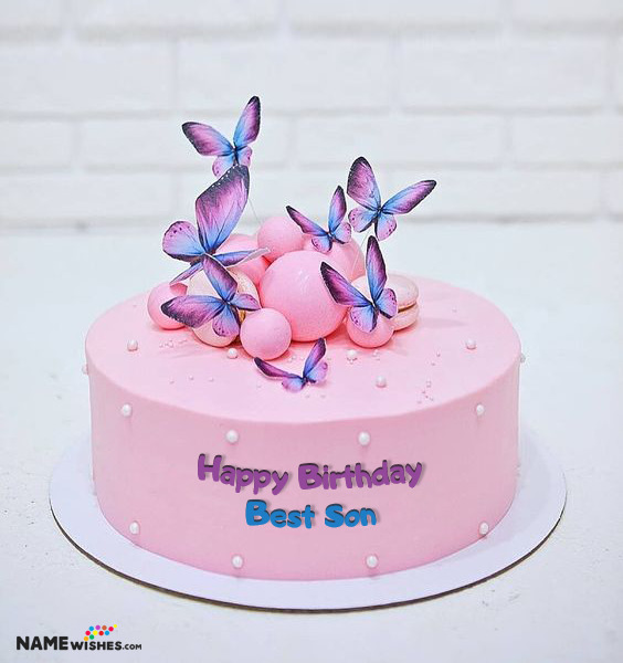 Best Son Butterfly Happy Birthday Cake With Name Edit