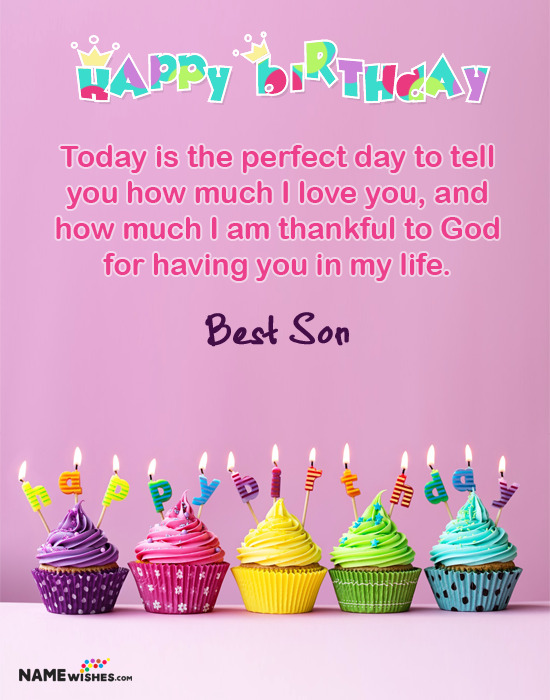 Best Son Colorful Cupcakes Happy Birthday Wish With Name Edit For Friends