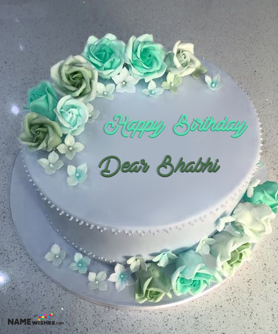 Dear Bhabhi Fresh Flowers Birthday Cake With Name For Wife or Sister